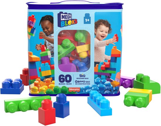 Mega Bloks Grote bouwtas - Bouwset met 60 grote bouwblokken