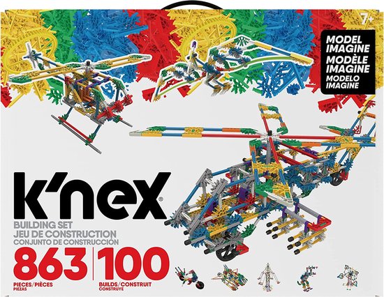 K'NEX 100 Modellen – Bouwset voor Kinderen – 863 Onderdelen – Met Opbergdoos – Vanaf 7 Jaar