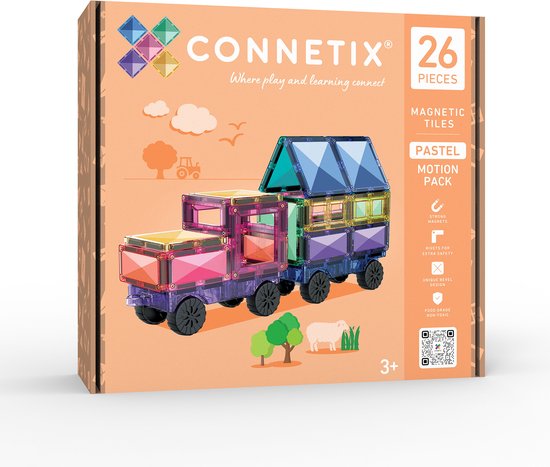 CONNETIX - Magnetisch Tegels - Pastel Bewegingspakket - 26 Stuks - Magnetisch Speelgoed