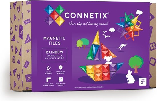 CONNETIX - Magnetisch Tegels - Regenboog Startpakket - 60 Stuks - Magnetisch Speelgoed