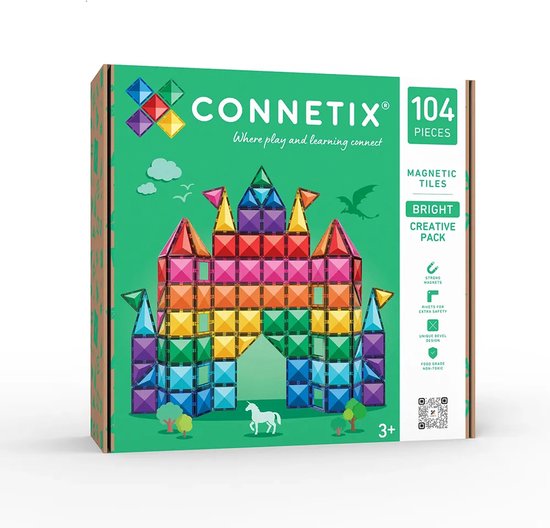 CONNETIX - Magnetisch Tegels - Bright Creatief Pakket - 104 Stuks - Magnetisch Speelgoed