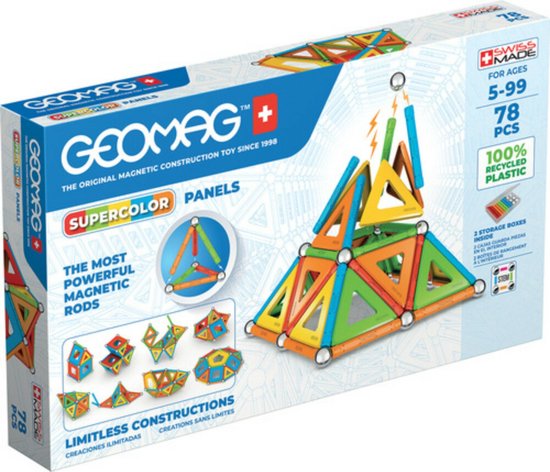 Geomag Super Color Recycled - Magnetisch Constructiespeelgoed met Panelen - 78-delig - Vanaf 5 jaar