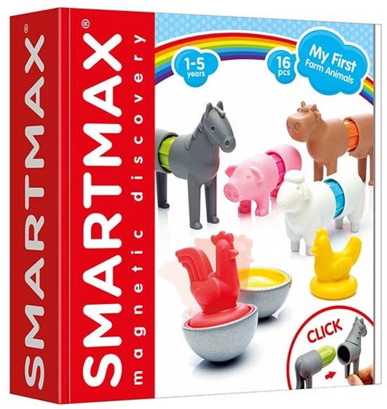 SmartMax My First Farm Animals - Magnetische Boerderijdieren - 16-Delige Bouwset met Zachte Elementen - Educatief Speelgoed voor Peuters - Vanaf 1 Jaar