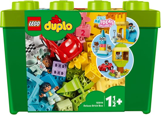LEGO 10914 DUPLO Classic Luxe Opbergdoos Bouwset met Opbergruimte, First Bricks Educatief Leerspeelgoed voor Peuters van 1,5