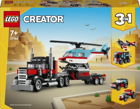 LEGO 31146 Creator 3in1 Truck met helikopter Speelgoed Auto en Vliegtuig Set