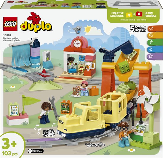 LEGO DUPLO Stad Grote interactieve buurttrein Trein Speelgoed voor Peuters vanaf 2 jaar 10428