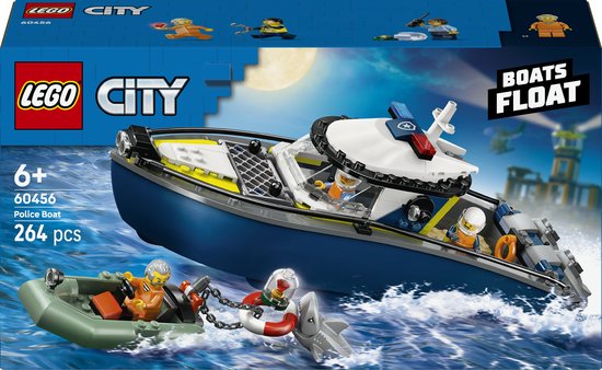 LEGO® City Achtervolging met Politieboot, Drijft Echt - 60456