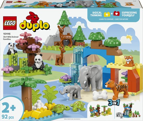 LEGO DUPLO Stad 3-in-1 families van wilde dieren Educatief Speelgoed met 10 Dieren Figuren 10446