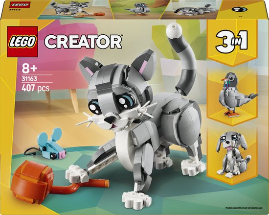 LEGO Creator 3in1 Speelse kat, Hond en Duif Speelgoed voor Meisjes en Jongens 8 jaar vanaf 31163