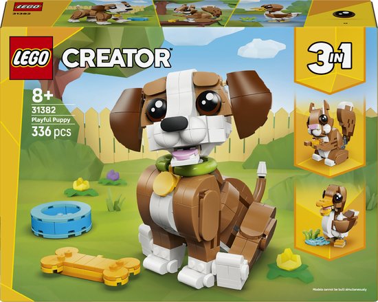 LEGO® Creator 3in1 Schattige dieren: Speelse Puppy - Dierenset - Bouw Om tot Eekhoorn of Eend - 31382