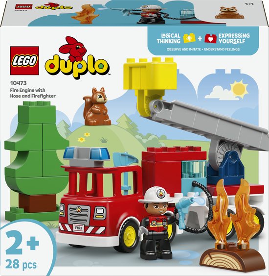LEGO DUPLO Brandweertruck met Slang en Brandweerman Educatief Speelgoed voor Kinderen 10473