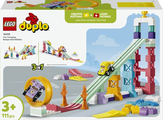 LEGO DUPLO Stad 3-in-1 Creatieve Hellingen met Voertuigen - Auto Speelgoed voor Peuters 10478