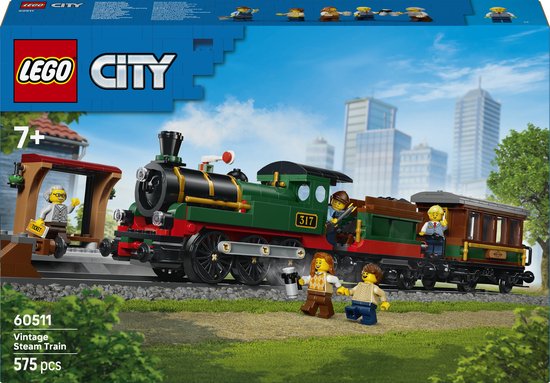 LEGO City Vintage Stoomtrein Trein Speelgoed voor Kinderen van 7 Jaar en Ouder - 60511