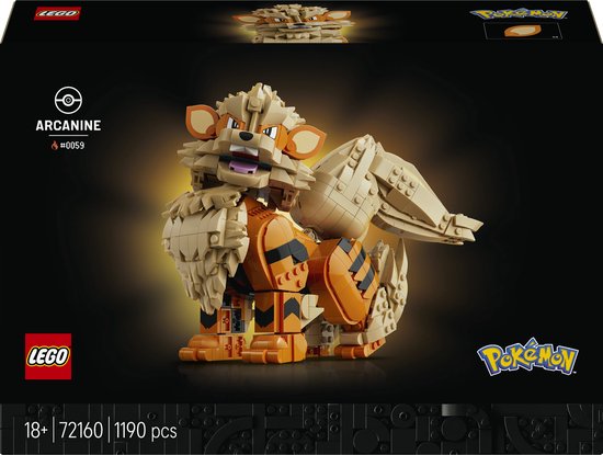 LEGO Pokémon Arcanine Pokémon Dieren Figuur Bouwpakket voor Volwassenen en Woondecoratie 72160
