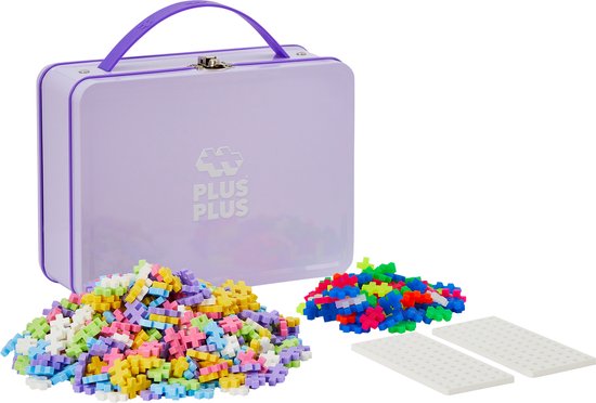 Plus-Plus Basic Reiskoffer pastel 600 delige bouwset Pastel Lila paars - 7003 - Bouwspeelgoed - Constructiespeelgoed - Set met bouwstenen - Vanaf 5 jaar