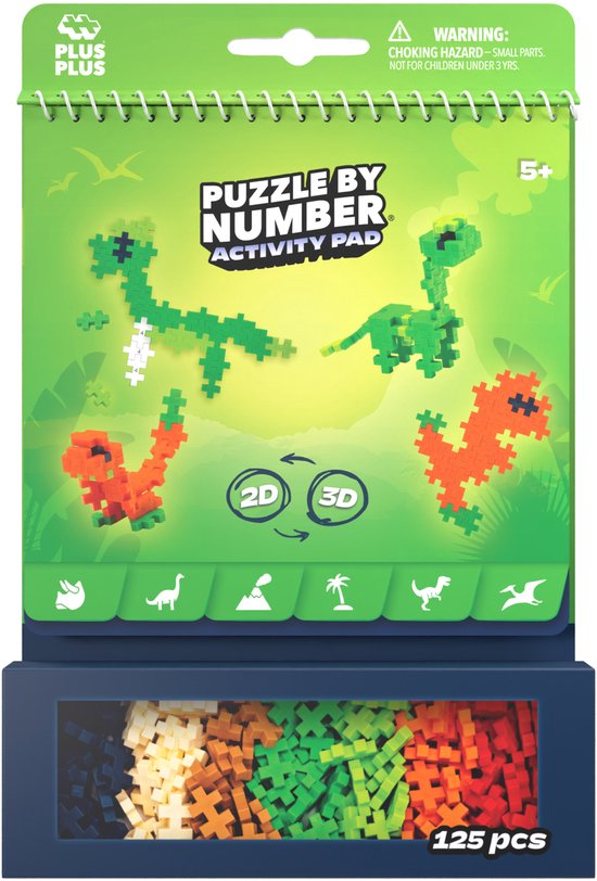 Plus-Plus Activity Pad Dinosaurs Puzzle by Number – Bouwspeelgoed Dinosaurus – Constructiespeelgoed – Set met bouwstenen – 4347 vanaf 5 jaar
