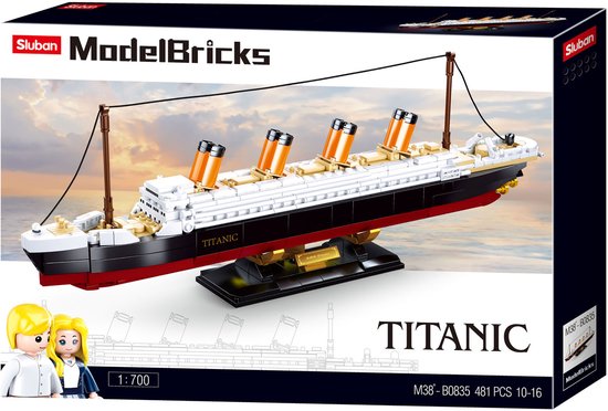 Sluban ModelBricks RMS Titanic schip bouwspeelgoed boot – Constructiespeelgoed modelbouw – bouwdoos met 481 bouwstenen – M38-B0835 vanaf 10 jaar