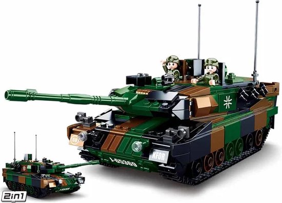 Sluban ModelBricks Army Leopard 2A5 Battle Tank constructiespeelgoed – 2in1 bouwset – 766 bouwstenen – M38‑B0839 vanaf 8 jaar