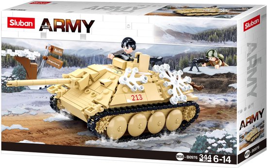 Sluban Army WWII Tank Destroyer Battle of Budapest leger bouwspeelgoed – Constructiespeelgoed modelbouw – bouwdoos met 344 bouwstenen – M38-B0976 vanaf 6 jaar