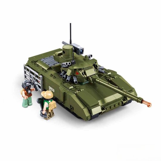 Sluban Army Armata groene tank bouwspeelgoed kinderen vanaf 6 jaar – Constructiespeelgoed modelbouw – bouwdoos met 319 bouwstenen – M38-B1253