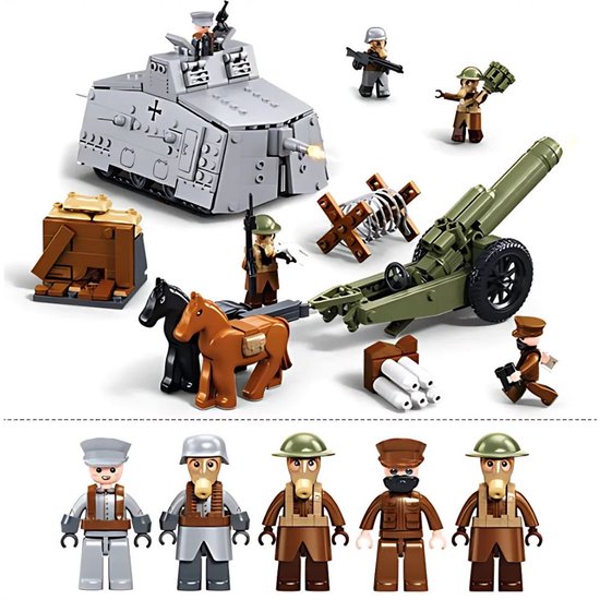 Sluban WW2 Attack Tank & Howitzer bouwspeelgoed kinderen vanaf 6 jaar – Leger army constructie speelgoed modelbouw – bouwdoos met 506 bouwstenen – M38-B1295