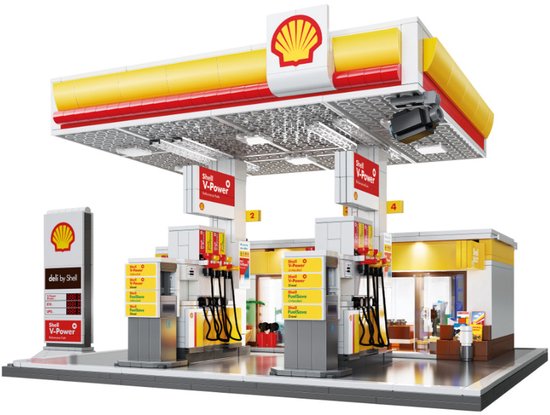 CadaBricks C66026W Icons Shell Tankstation mega bouwset | Classic Creator Modular Building | Expert Architecture Modelbouw | Technisch educatief speelgoed voor volwassenen & kinderen | Decoratie bouwpakket geschikt voor Lego | bouwdoos met 1309 bloks