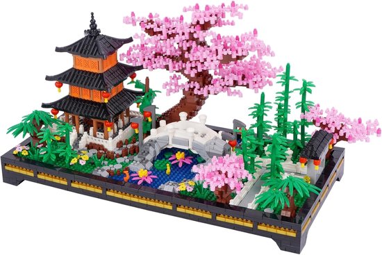 Lezi Nanoblocks Japanse bloemen tuin | Botanical Bonsai | Sakura Flowers Collection | Classic Creator STEM speelgoed bouwpakket niet compatibel met lego mould king mega | Architecture modelbouw voor volwassenen en kinderen | 2805 bloks