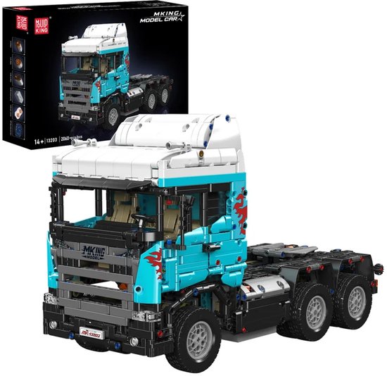Mould King 13203 Vrachtwagen trekker bouwset | Radiografisch bestuurbare auto creator modelbouw | Educatief classic constructie speelgoed bouwpakketten voor kinderen & volwassenen | Accu niet geschikt voor Lego technic | Bouwdoos met 2060 bouwstenen