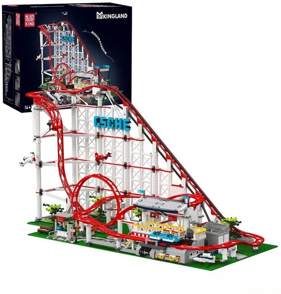 Mould King 11014 Achtbaan Mega bouwset | Kermis pretpark architecture ideas modelbouw | Technische creator classic speelgoed bouwpakketten voor volwassenen | Expert icons rollercoaster | Motor niet geschikt voor Lego technic | bouwdoos met 3646 bloks