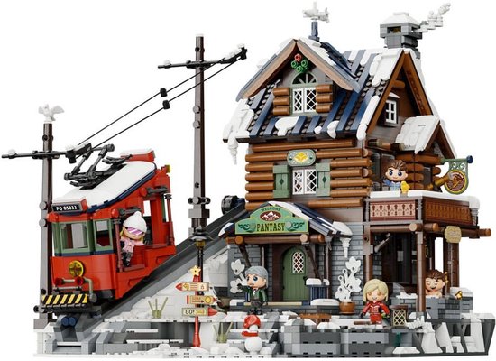 Pantasy Wintersport Ski Lift Bouwset - Modelbouw - Educatief Modelbouwpakket voor volwassenen & kinderen - Mega gebouwen geschikt voor Lego - 2978 Blokjes