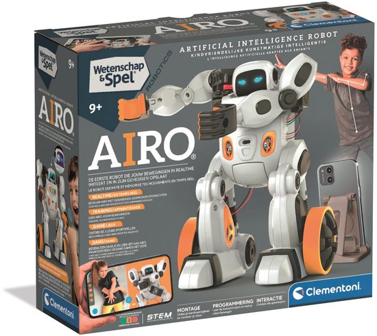 Clementoni - Interactieve robot - AIRO - AI gedreven robot - STEM speelgoed - Gebaren aanleren - Bluetooth en app functie - Speelgoed van het Jaar 2024 - Vanaf 9 jaar
